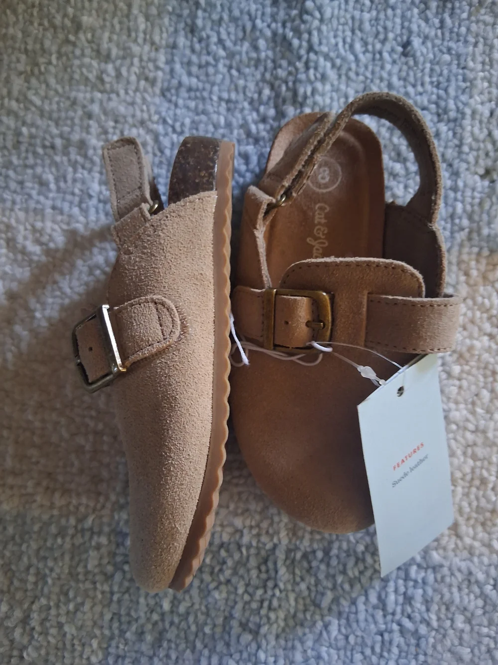 Cat & Jack Kids' Tan Suede Slingback Sandals - Tan Sz 8